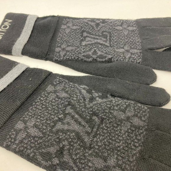 Authentic LOUIS VUITTON M73470 Gon Mai Monogram Eclipse gloves Glove wool Black/ - Picture 4 of 8